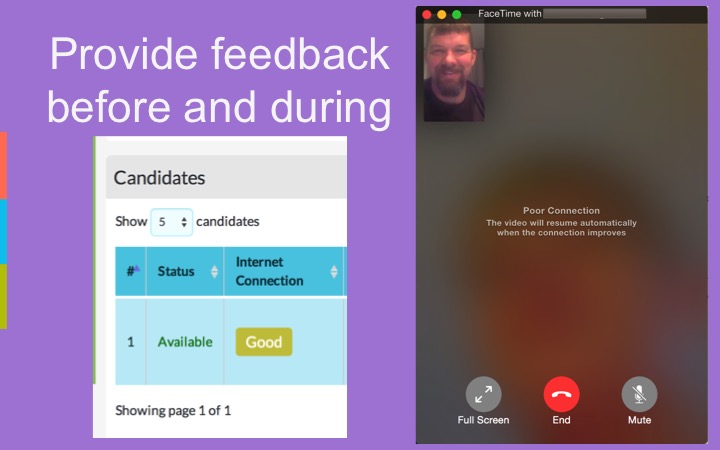 Examples of providing call quality feedback to users in a video conference
